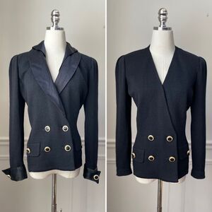 St John Santana Knit Day To Evening Double Breasted Sweater Remove Collar Cuff 2